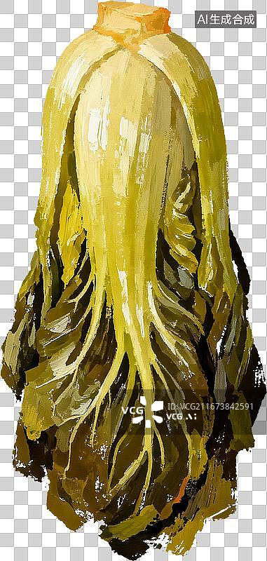 【AI数字艺术】一颗腌制好的酸菜大白菜油画水彩插画图片素材