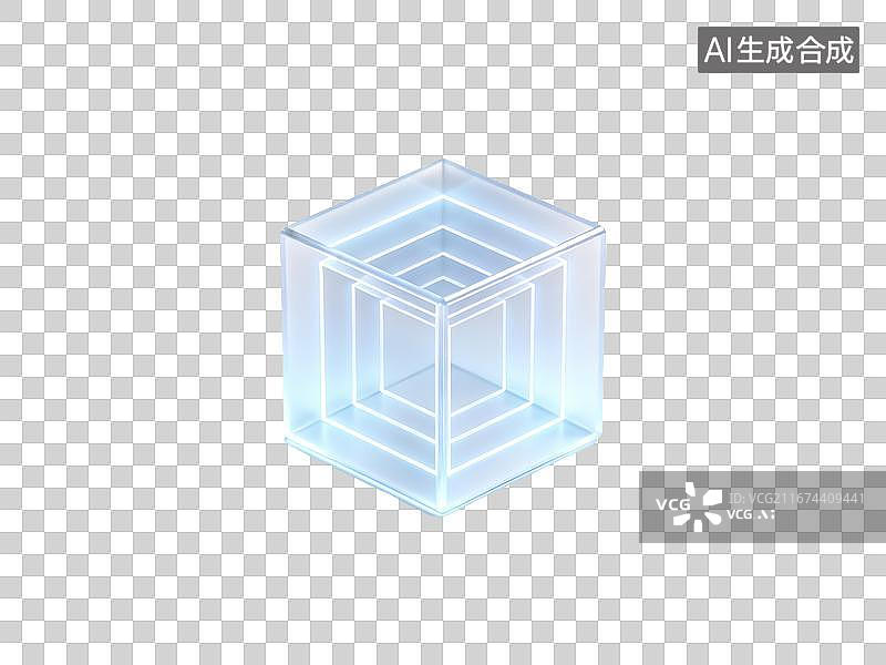【AI数字艺术】蓝色荧光通透发光立方免抠元素图片素材
