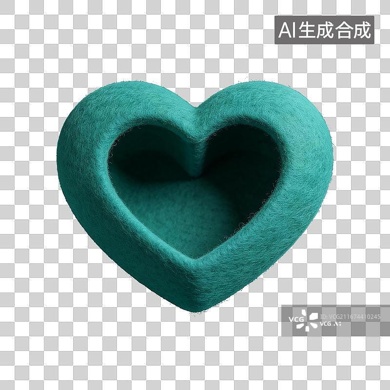 【AI数字艺术】青绿毛毡心形凹槽免抠元素图片素材