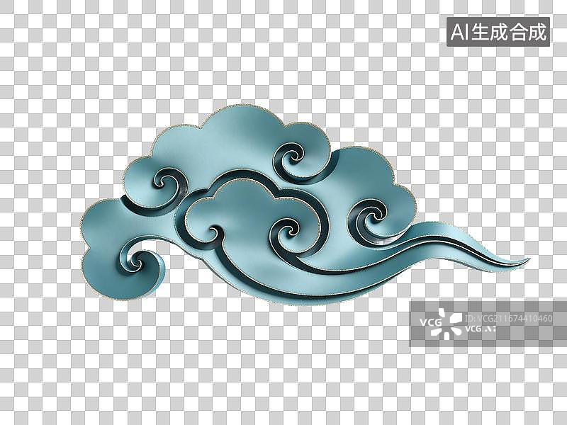 【AI数字艺术】层叠卷云青蓝纹样装饰元素图片素材