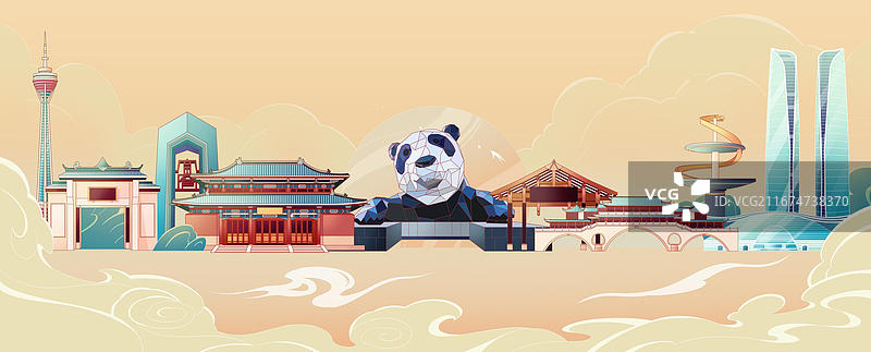 成都城市天际线海报图片素材