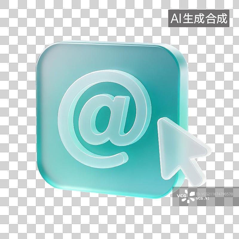 【AI数字艺术】3D磨砂玻璃材质@符号与鼠标光标元素图片素材