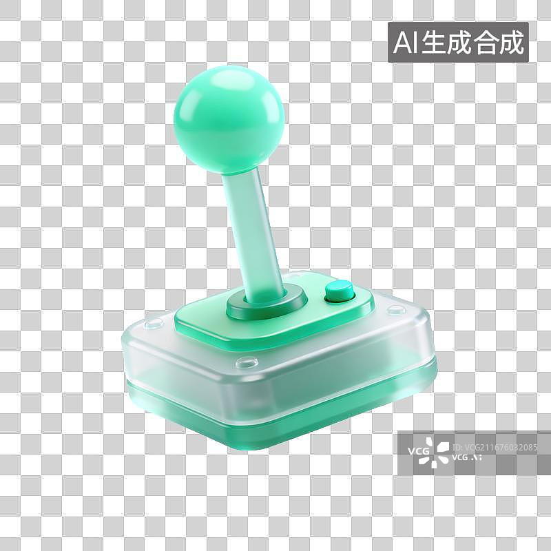 【AI数字艺术】3D磨砂玻璃复古游戏摇杆元素图片素材