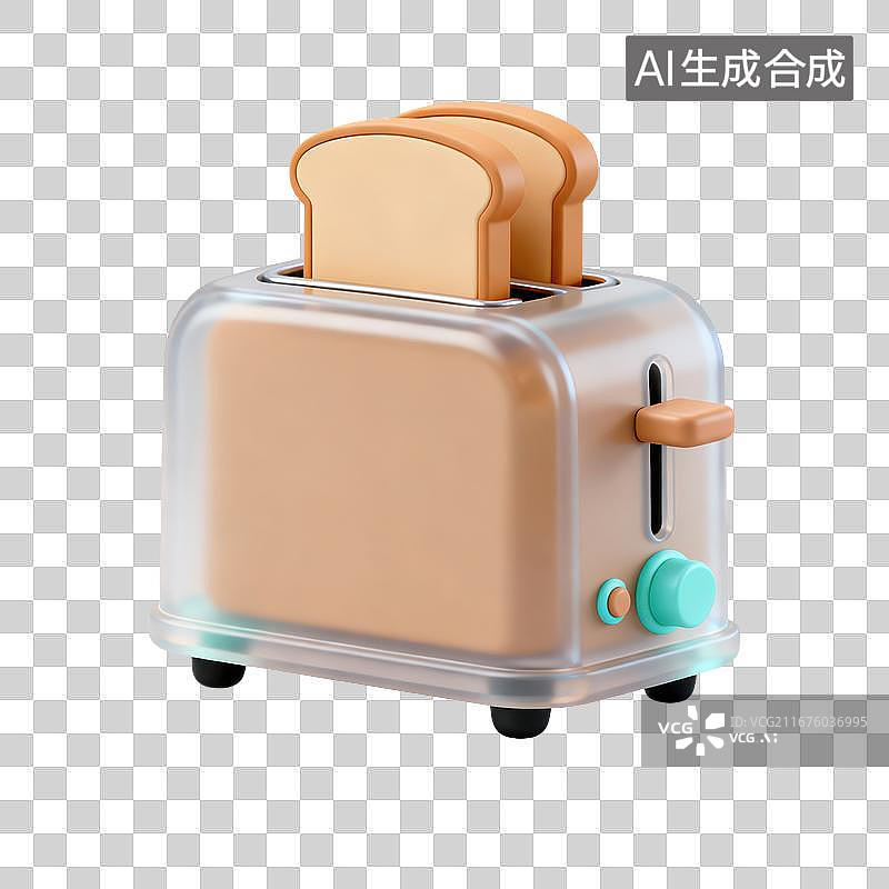 【AI数字艺术】3D磨砂玻璃吐司机面包机元素图片素材