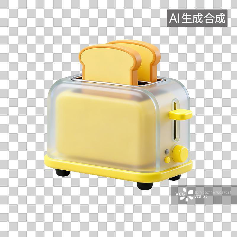 【AI数字艺术】3D磨砂玻璃吐司机面包机元素图片素材