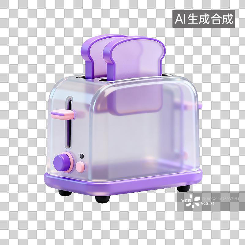 【AI数字艺术】3D磨砂玻璃吐司机面包机元素图片素材