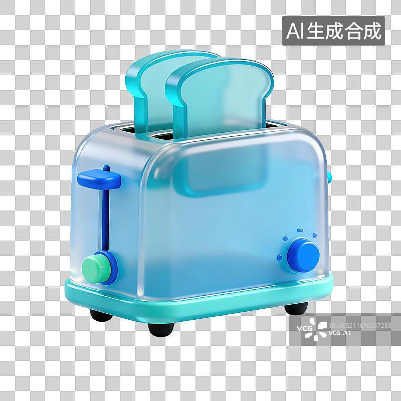 【AI数字艺术】3D磨砂玻璃吐司机面包机元素图片素材