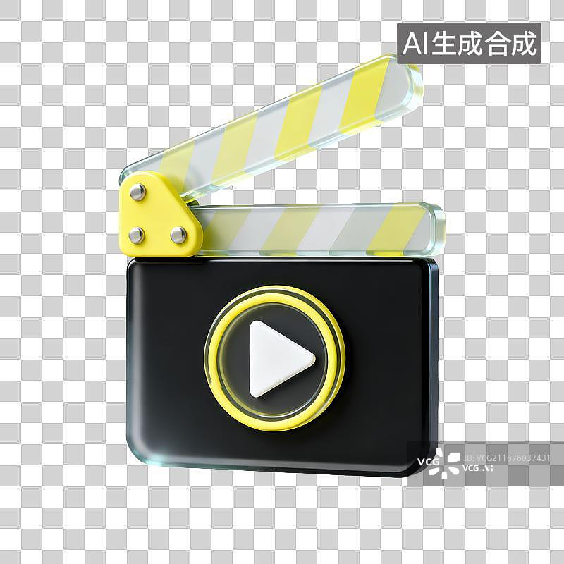 【AI数字艺术】3D磨砂玻璃视频场记板元素图片素材