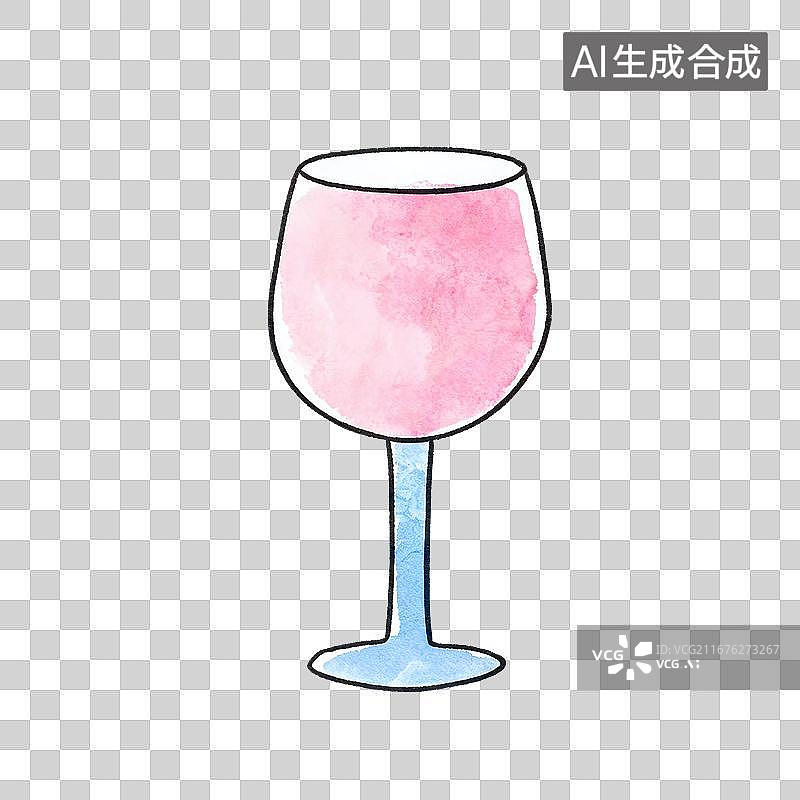 【AI数字艺术】粉色红酒杯插画图片素材