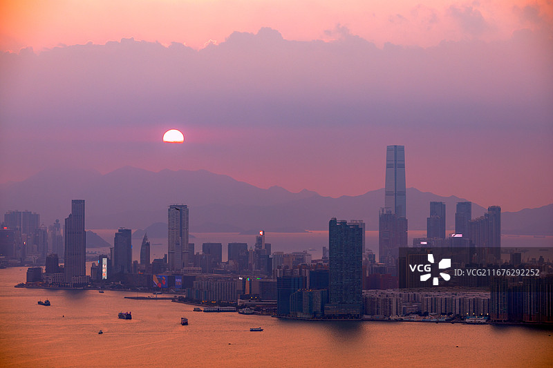 香港维多利亚港日落黄昏图片素材