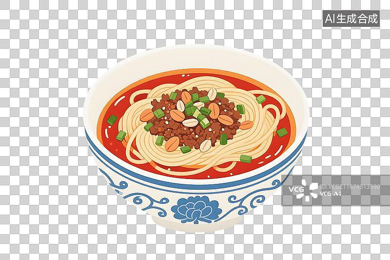 【AI数字艺术】美味卡通担担面红烧牛肉面图片素材