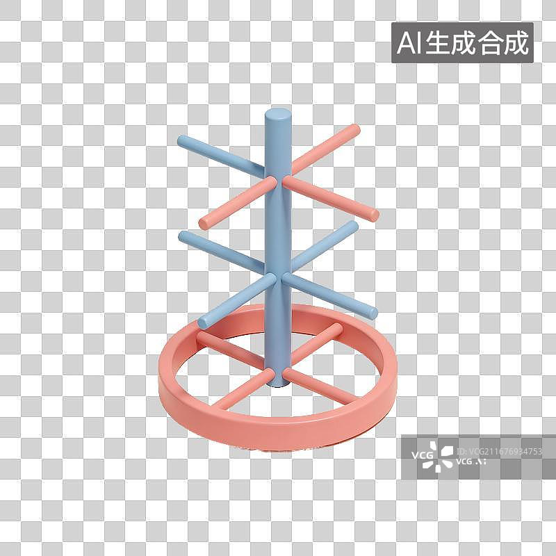 【AI数字艺术】粉蓝圆形沥水晾架碗碟收纳透明底素材图片素材