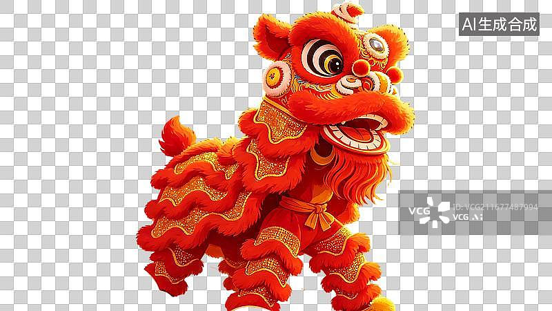 【AI数字艺术】节日插画 红色两只舞狮 烟花盛放 国风绘画笔触 团圆喜乐 新春banner活动海报电商首页背景喜庆图片素材