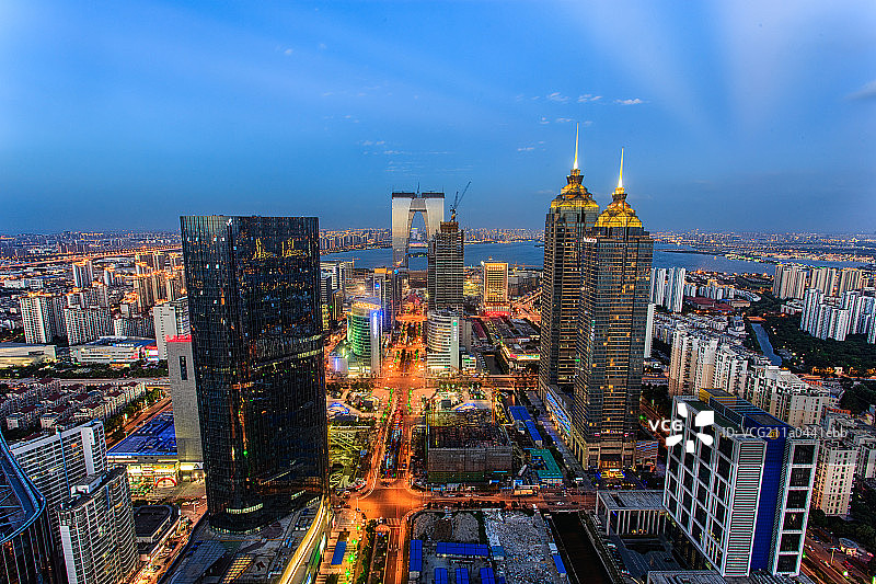 苏州湖西cbd夜景图片素材