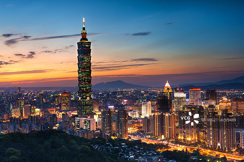 台北象山101夕景图片素材