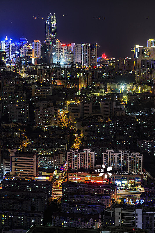 青岛高空俯瞰东部商业中心区图片素材