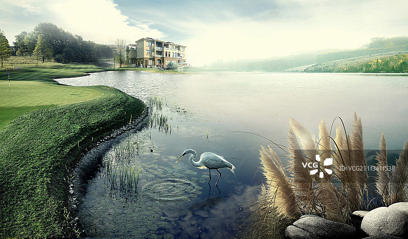 湖边意境图片素材