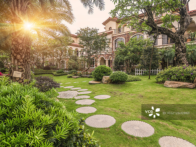 欧式别墅区风光图片素材