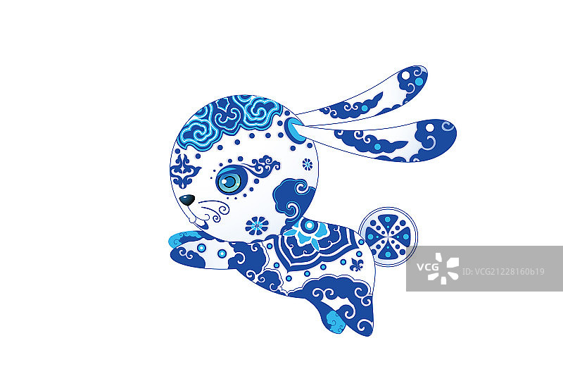 青花兔图片素材