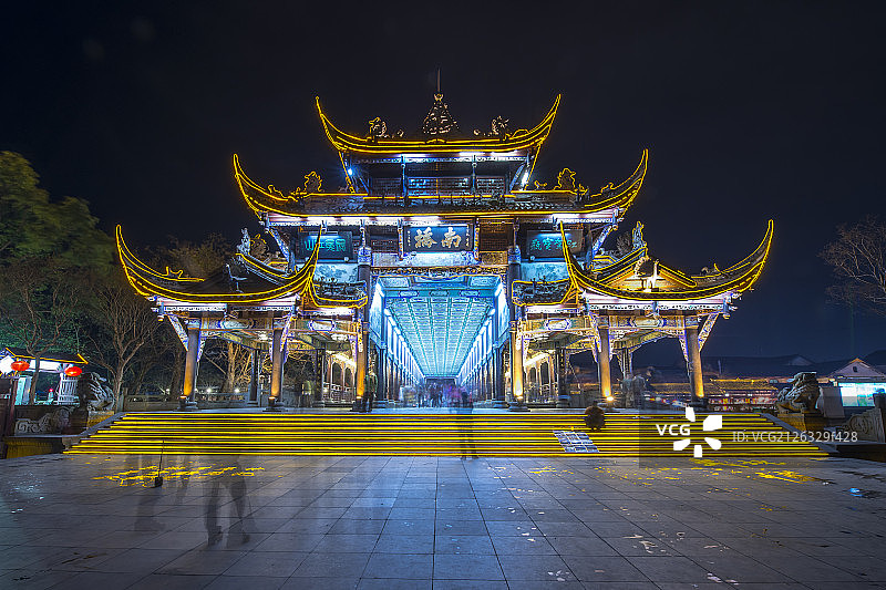 四川都江堰南桥古典建筑图片素材