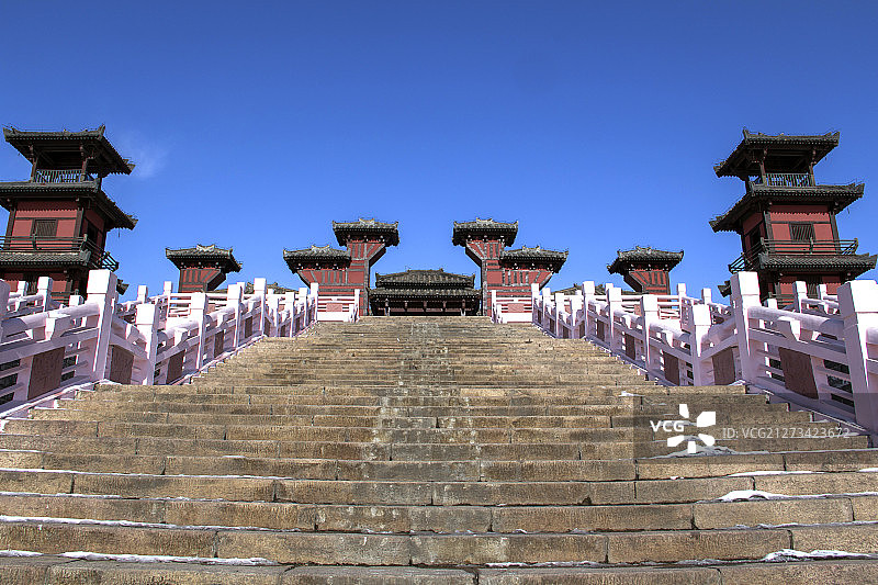 中国涿州影视城的古代建筑铜雀台 涿州影视城 保定图片素材