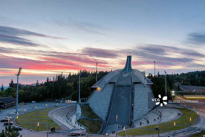 挪威奥斯陆奥林匹克滑雪跳台 - The Holmenkollen Ski Jump in Oslo, Norway图片素材