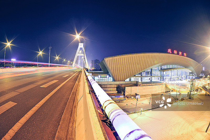 成都市天府立交桥夜景图片素材