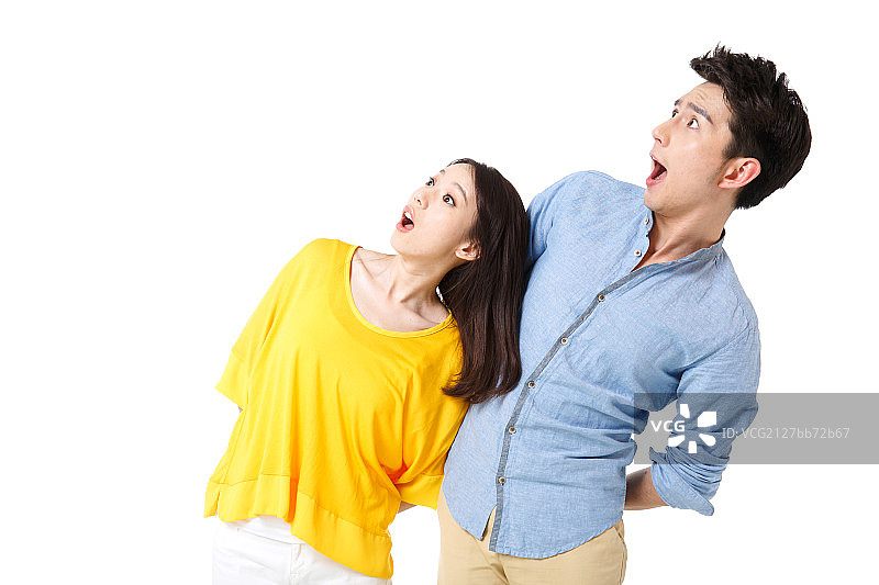 面部惊奇的青年男女图片素材