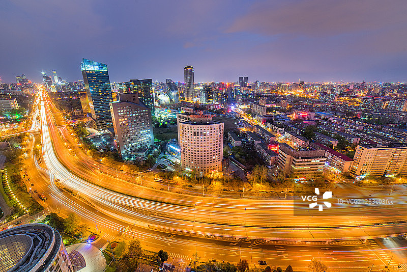北京东三环城市夜景图片素材