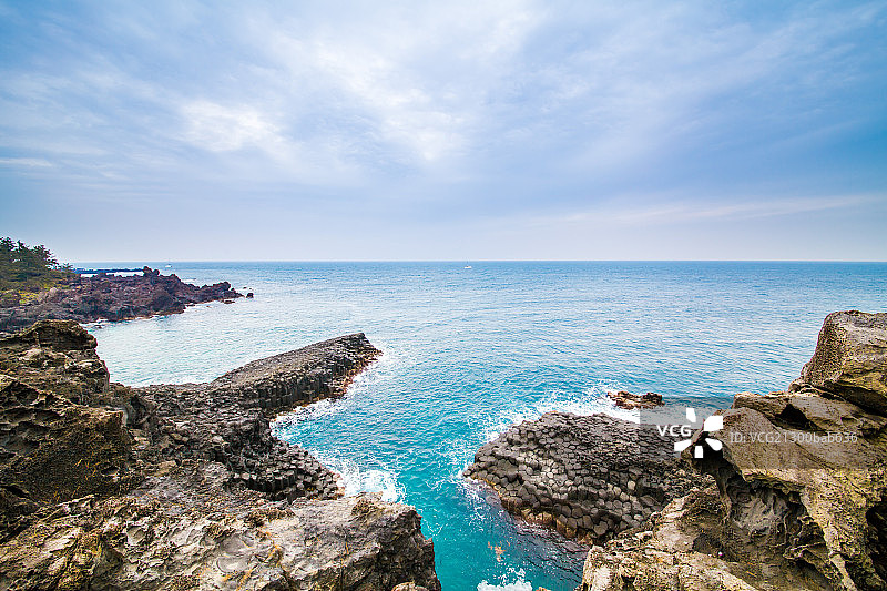 济州岛柱状节理带海景图片素材