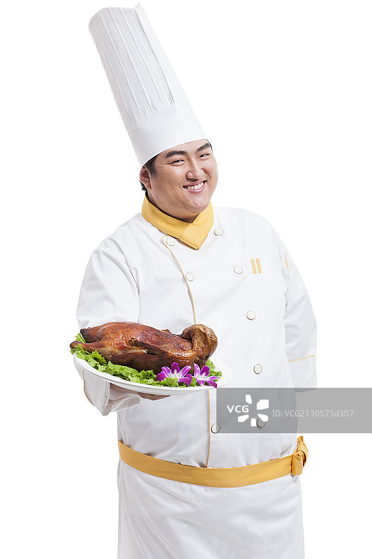 胖厨师和烤鸭图片素材