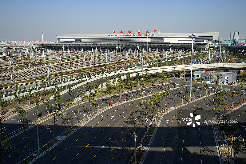 上海城市景观虹桥火车站全景图片素材