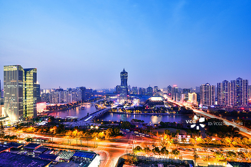 杭州西湖文化广场夜景图片素材