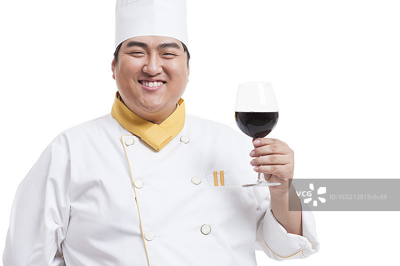 胖厨师品酒图片素材