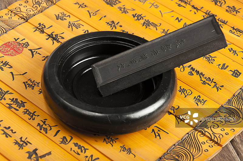 静物竹简砚台图片素材