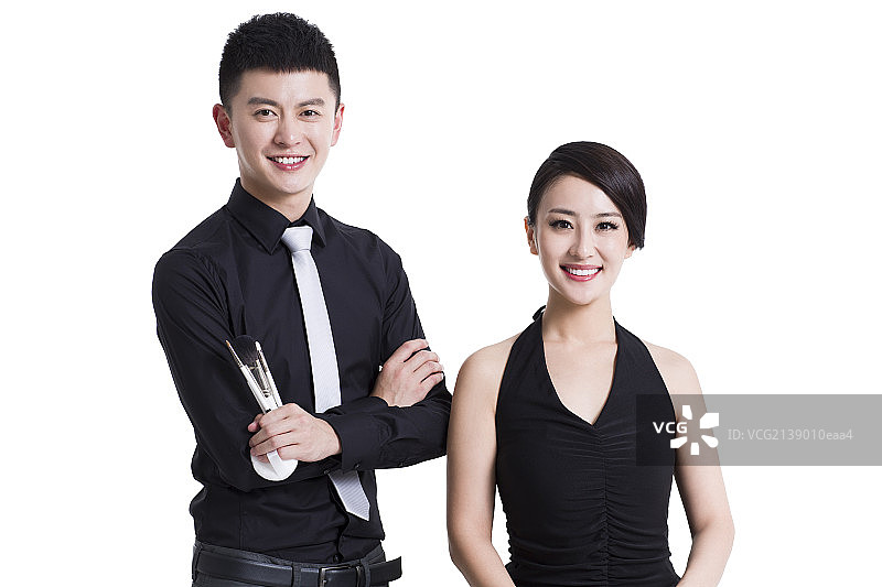 时尚造型师与年轻女子图片素材