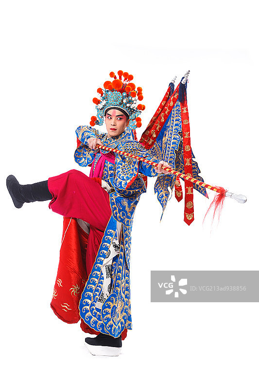 男京剧表演者在耍花枪图片素材