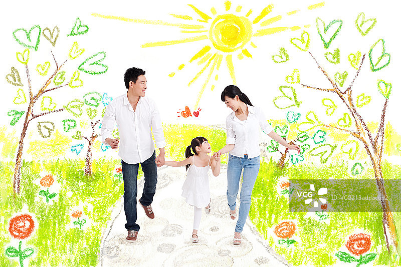 一家人逛公园图片素材