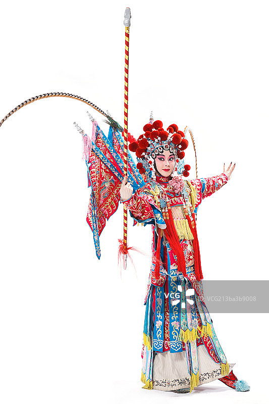 女京剧表演者在耍花枪图片素材