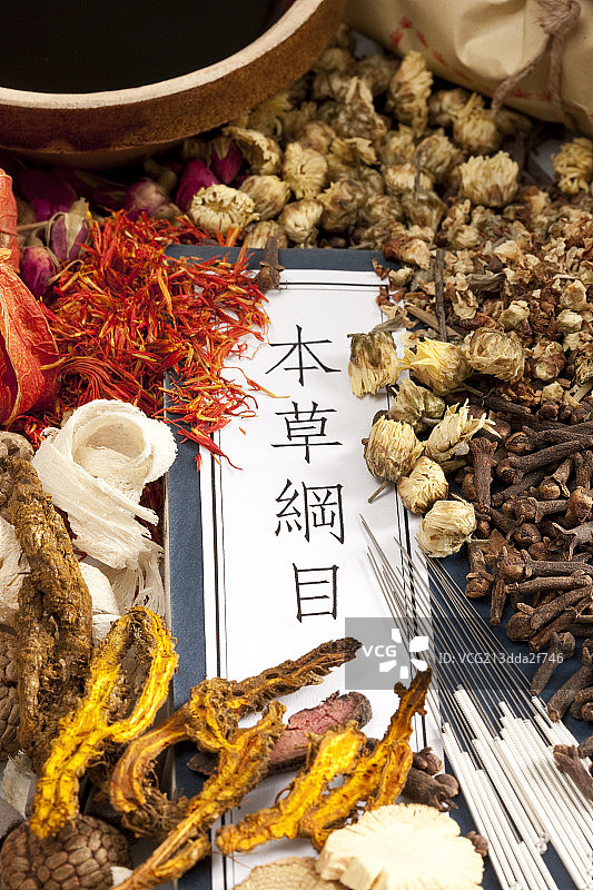 传统中医疗法与本草纲目图片素材