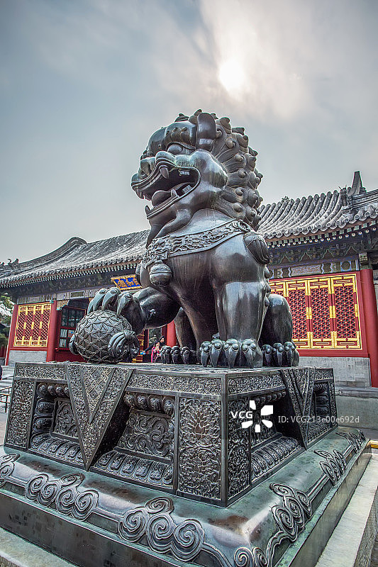 中国古典建筑石狮子风光图片素材