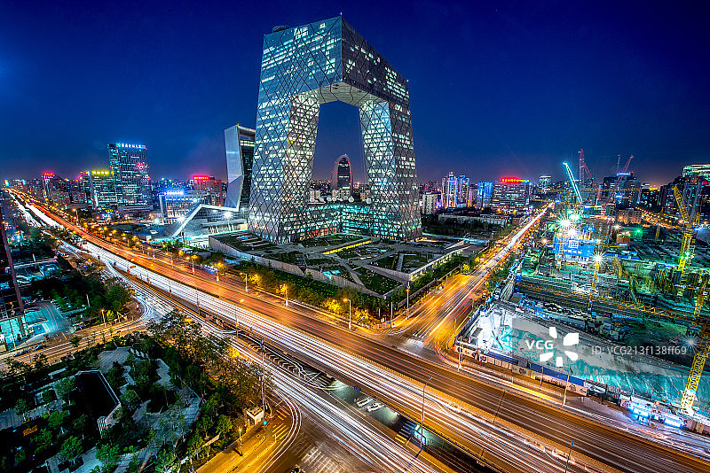 北京城市风光国贸CBD中央商务区夜景图片素材