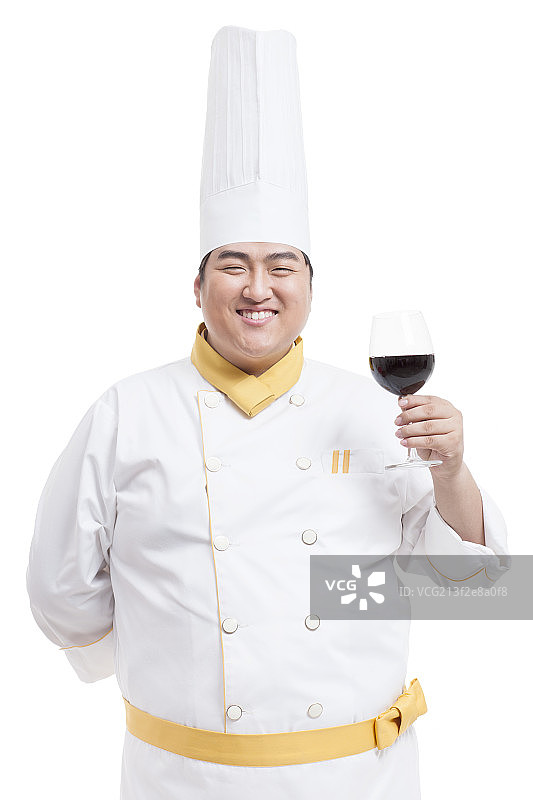 胖厨师品酒图片素材