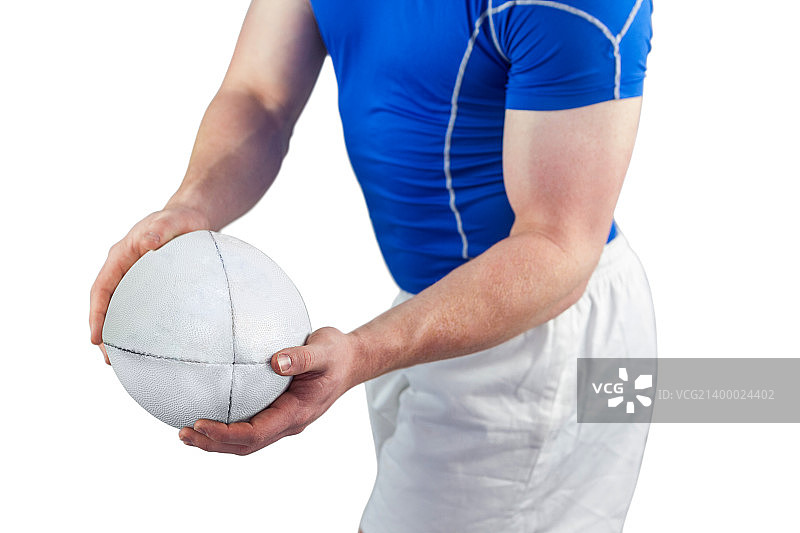 橄榄球运动员投球，白色背景图片素材