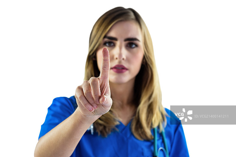 护士用手指指向图片素材