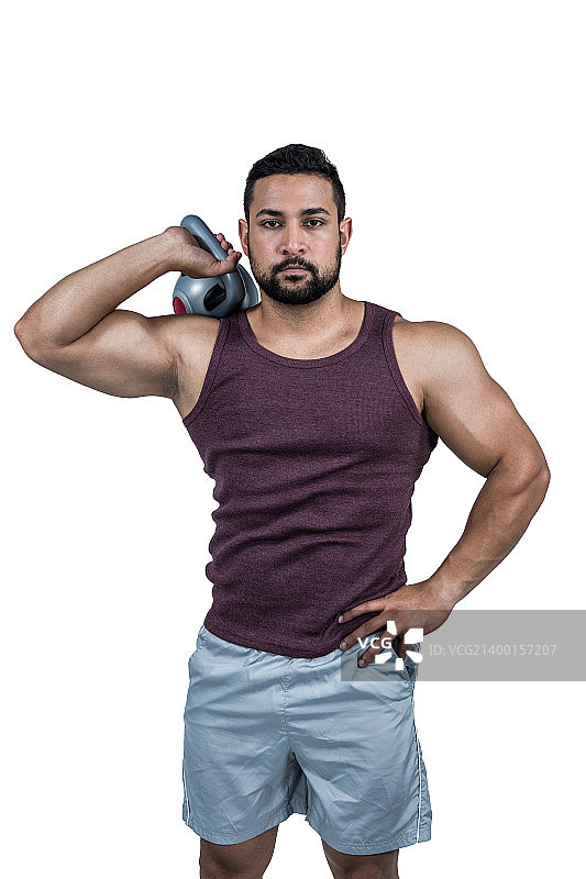 健壮的男人拿着哑铃图片素材