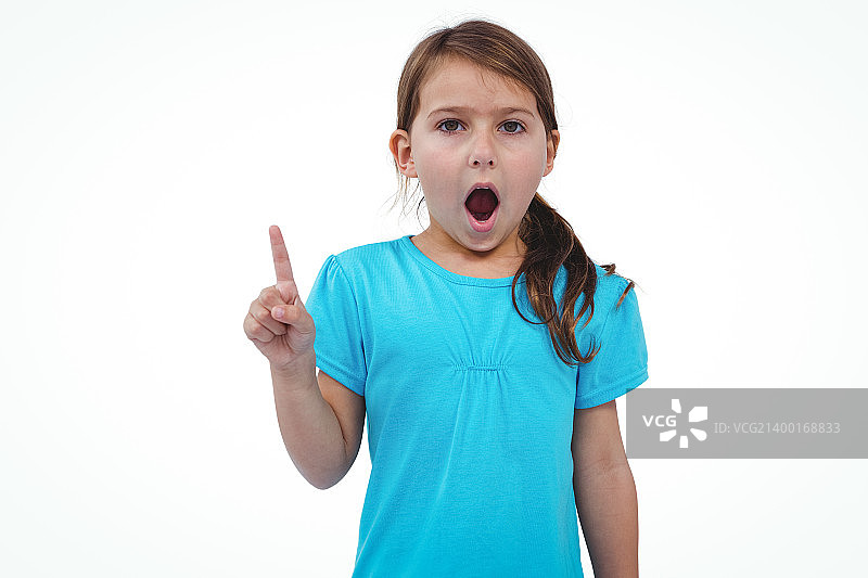 摇手指的可爱女孩图片素材