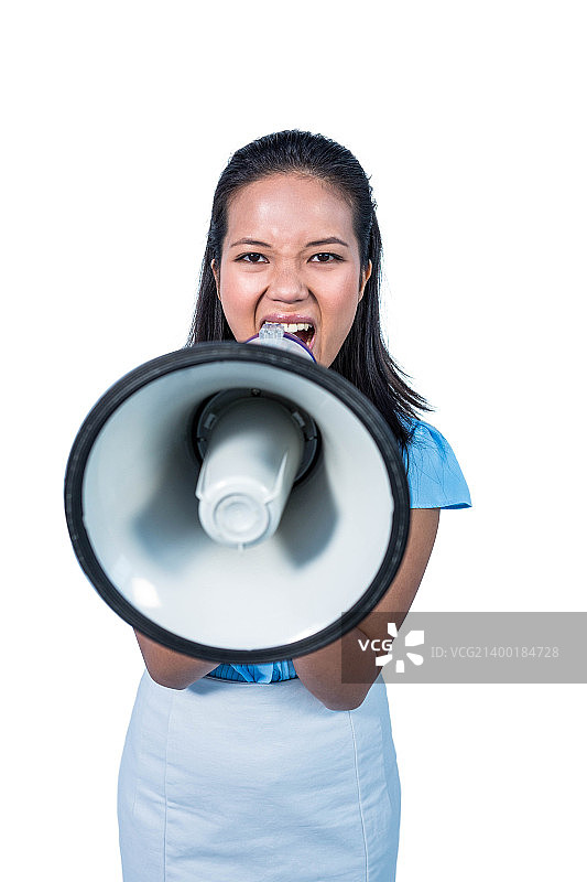 女商人对着我喊话图片素材
