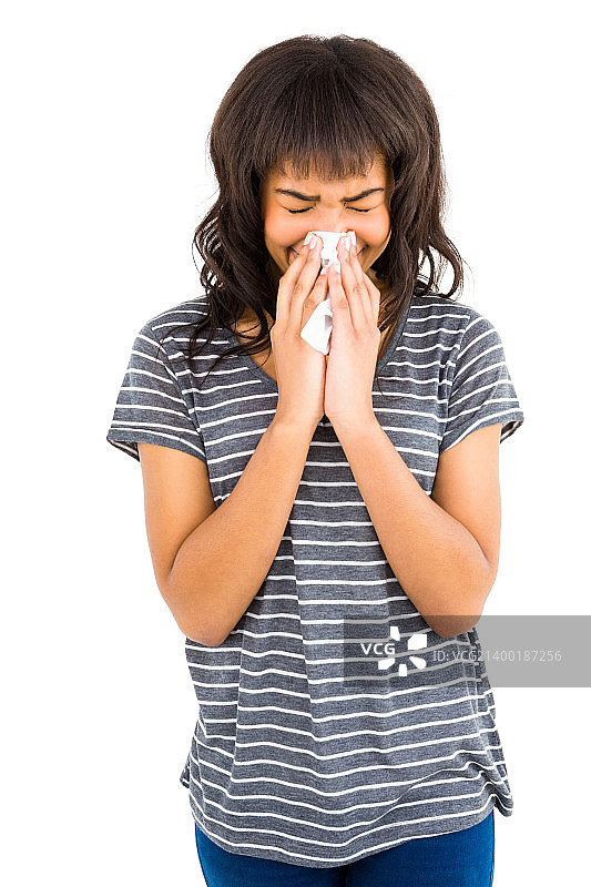 随意擦鼻子的女人图片素材