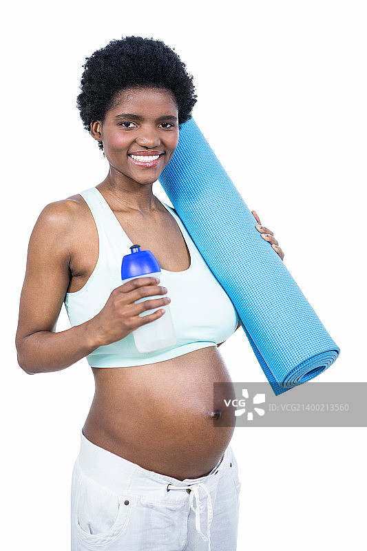 孕妇拿着水瓶图片素材
